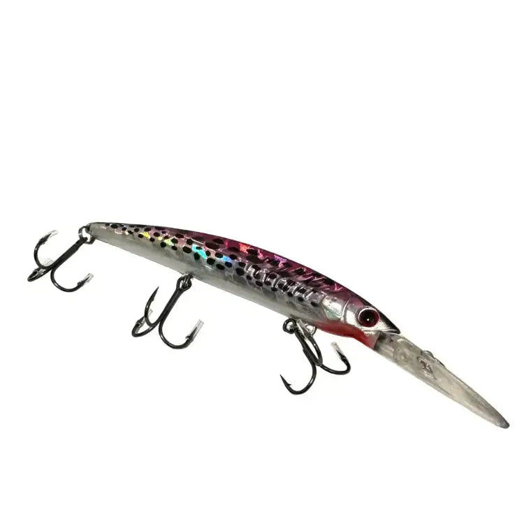 Wirtane taimenvaappu 11cm 14g metallinhohtoinen hopean ja vaaleanpunaisen värinen minnow-vapakalastuskoukkuilla