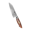 Xinzuo jiang damascus minsantokuveitsi 14 cm damaskosterällä ruskeakahvaisena elegantilla kuvioidulla terällä