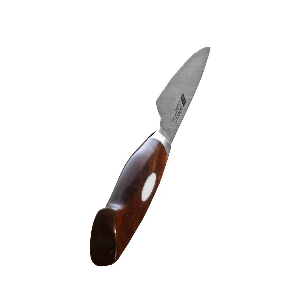 Xinzuo Jiang damascus vihannesveitsi 13 cm tummanruskealla puisella kahvalla ja hopeisella terällä